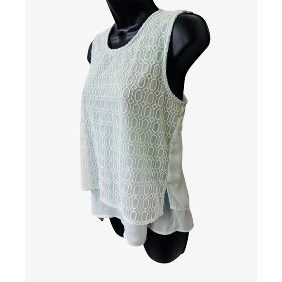 Banana Republic Mint Green Sleeveless Glass of Water Lace Overlay Blouse Small - Picture 3 of 10